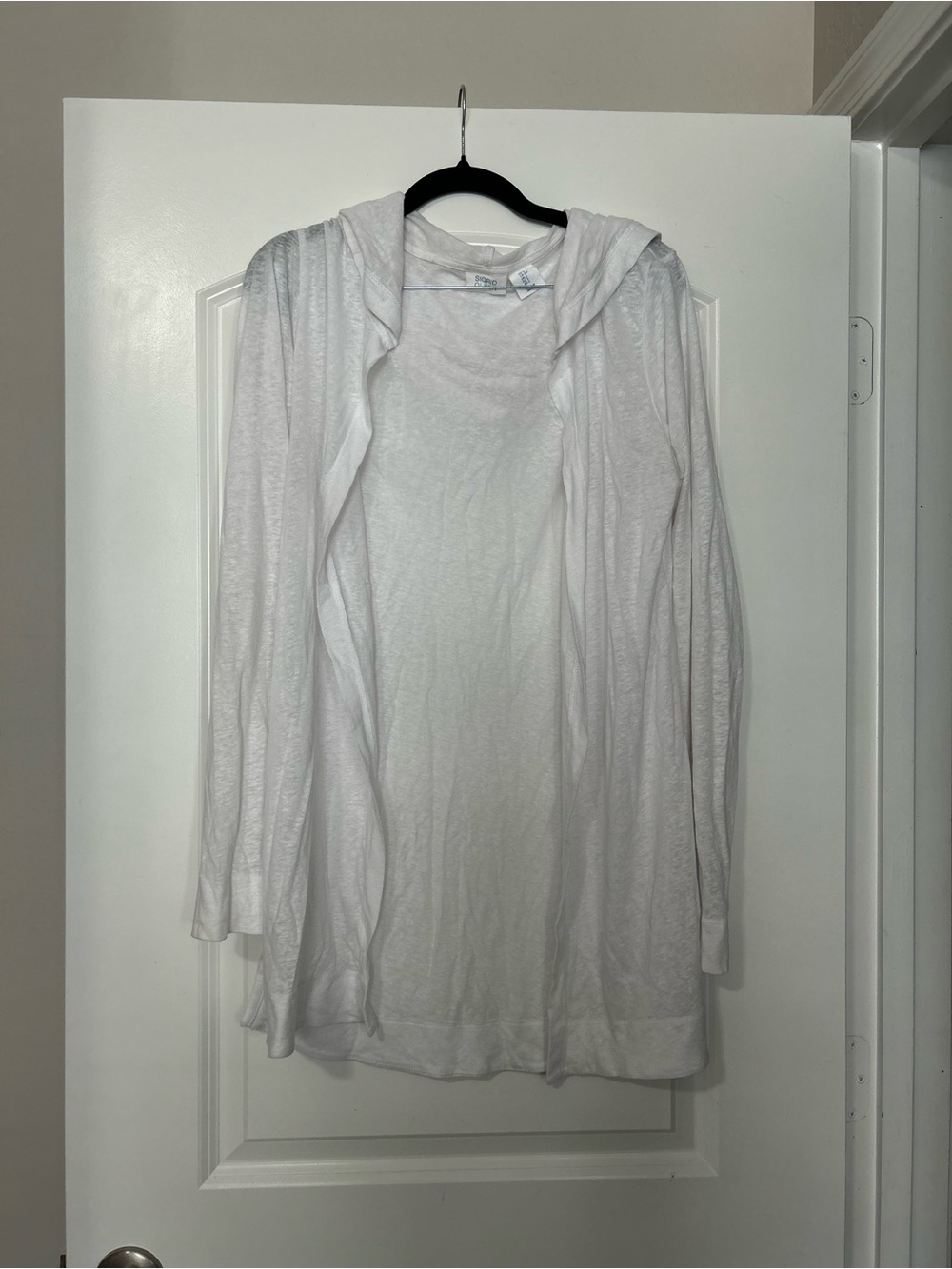Sigrid Olsen White Lightweight Hooded Open-Front Cardigan